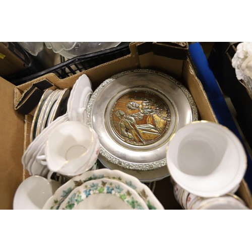 338 - 3 boxes of bone china & glass