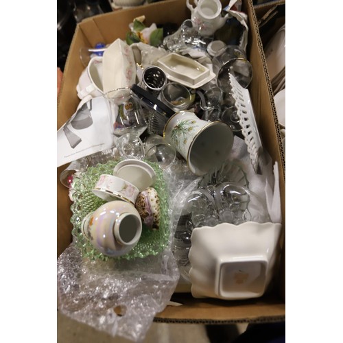 338 - 3 boxes of bone china & glass