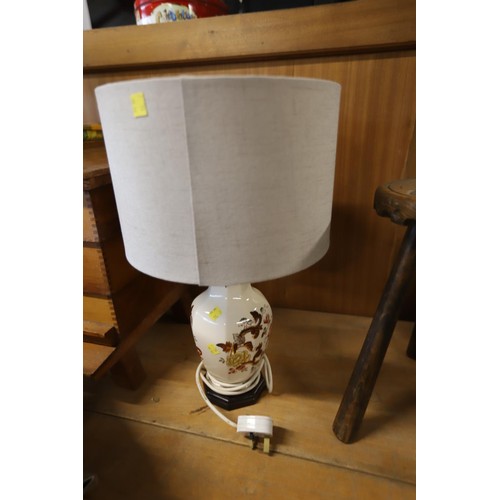 414 - Mason's brown velvet table lamp - warranted until 12 noon Tuesday following the above sale