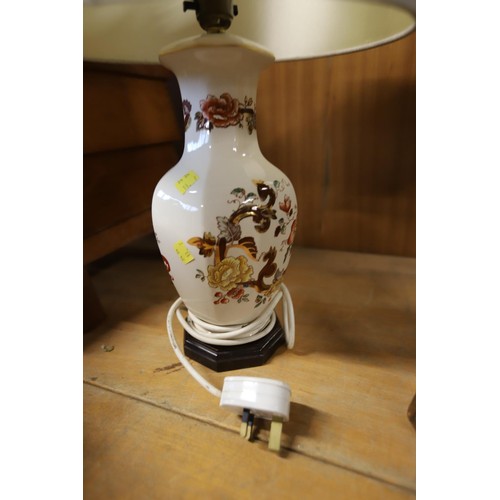 414 - Mason's brown velvet table lamp - warranted until 12 noon Tuesday following the above sale