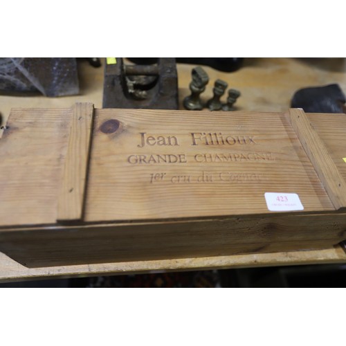 423 - Jean Fillioux grande champagne box & empty bottle