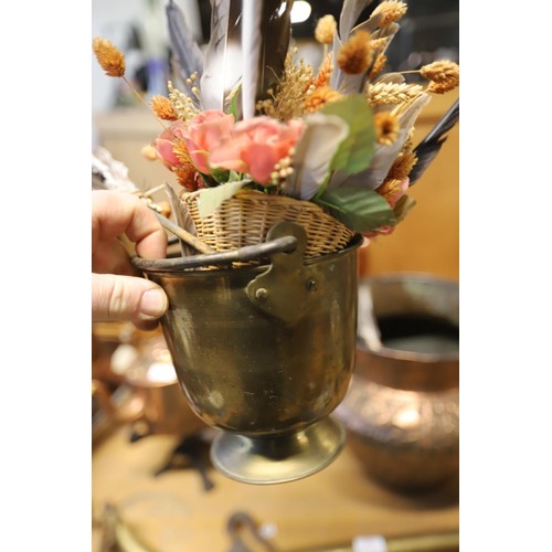 429 - Large copper bowl & flowers