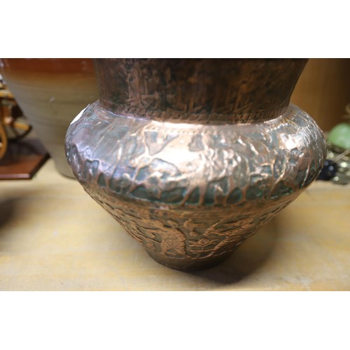 429 - Large copper bowl & flowers