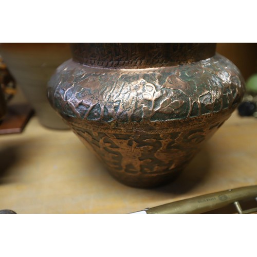 429 - Large copper bowl & flowers