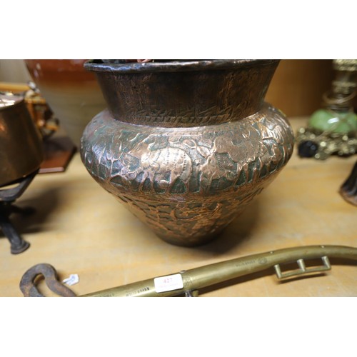 429 - Large copper bowl & flowers