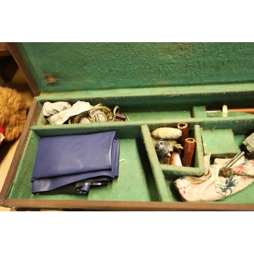 440 - Antique gun case & some cleaning items