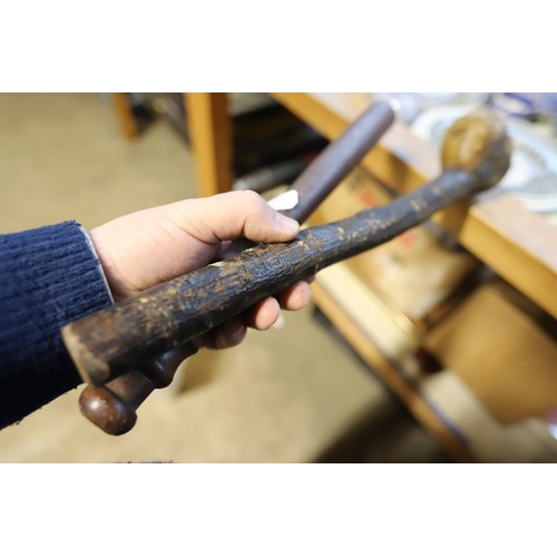 455 - Antique truncheon & wooden stick