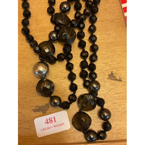 481 - Jaeger 3 strand black necklace