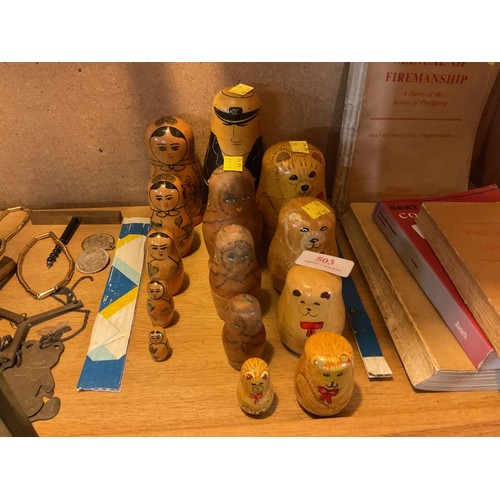 503 - Genuine Russian dolls, incl cat set