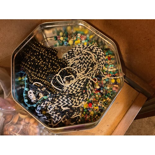 509 - Tin of beadwork items & large amount of bead sets