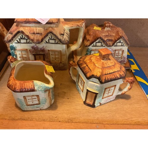 516 - Cottage ware x4, tea pot, butter dish, jug & sugar