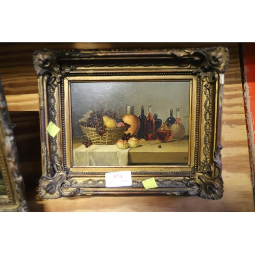 574 - Small still life picture in decorative frame