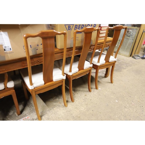 586 - Oriental hardwood dinning table & 8 chairs