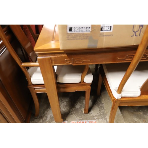 586 - Oriental hardwood dinning table & 8 chairs