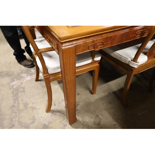 586 - Oriental hardwood dinning table & 8 chairs