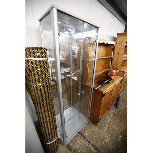 80 - Glass display cabinet with double doors & internal light