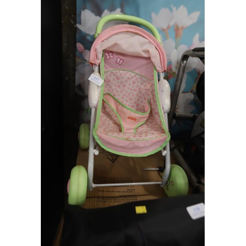 117 - Dolls pushchair & picture