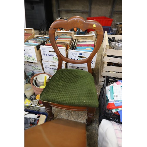 152 - Balloon back chair, small side table & Victorian chair stool