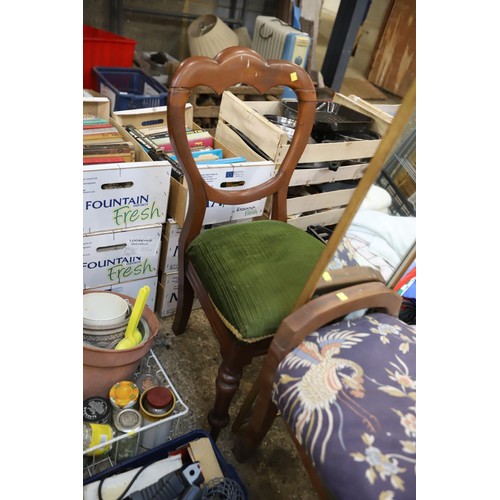 152 - Balloon back chair, small side table & Victorian chair stool