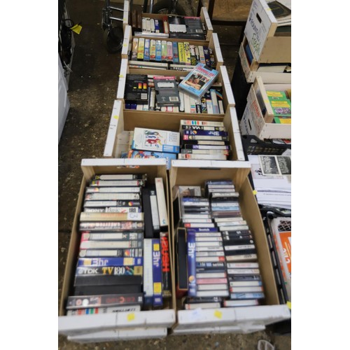 160 - 12 small tray sof various pre-recorded videos, tapes, re-recordable videos, etc