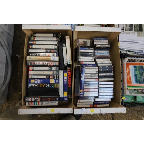 160 - 12 small tray sof various pre-recorded videos, tapes, re-recordable videos, etc