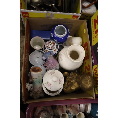 167 - 7 boxes of misc glass, china, etc