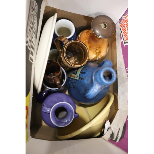 167 - 7 boxes of misc glass, china, etc