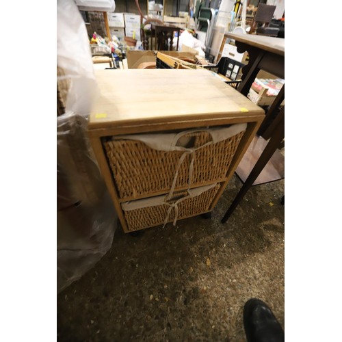 174 - 2 drawer storage unit & wicker baskets