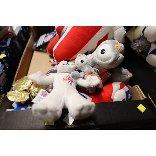 273 - Collection of London 2012 Olympic mascots & box of teddy bears with vintage small one