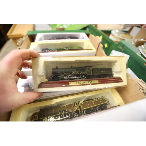 284 - Box of 16 atlas edition static steam train/locomotive models