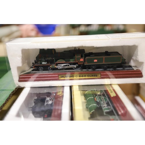 284 - Box of 16 atlas edition static steam train/locomotive models