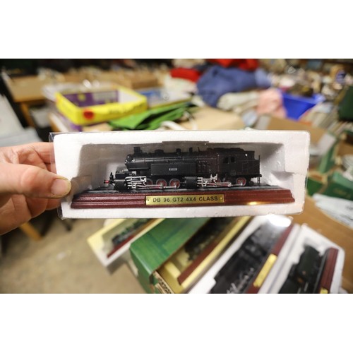 284 - Box of 16 atlas edition static steam train/locomotive models