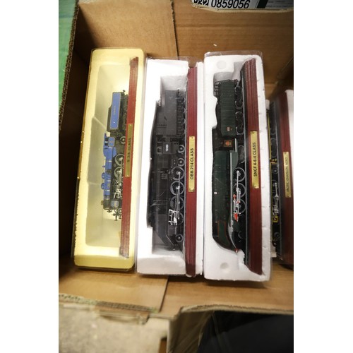 284 - Box of 16 atlas edition static steam train/locomotive models