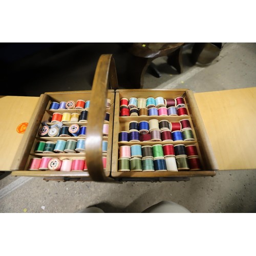 292 - Sewing box & various cottons, etc