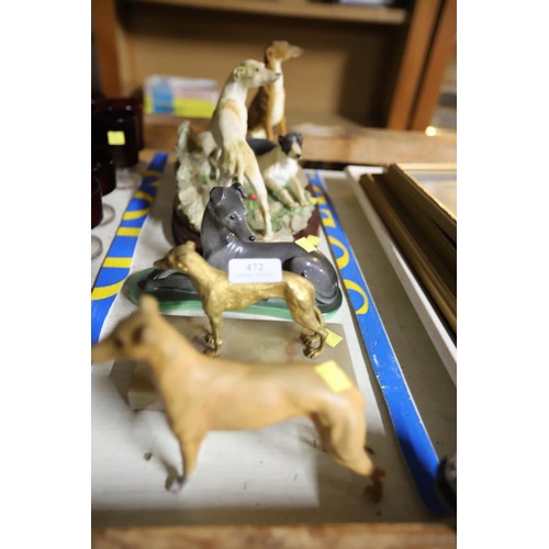 472 - 4 greyhound ornaments - Beswick, Juliana, Doris Dawson