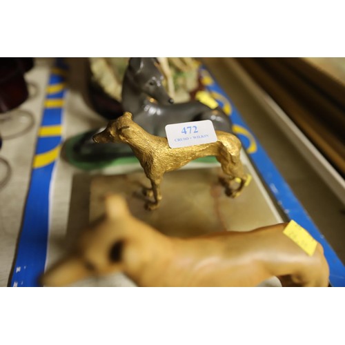 472 - 4 greyhound ornaments - Beswick, Juliana, Doris Dawson