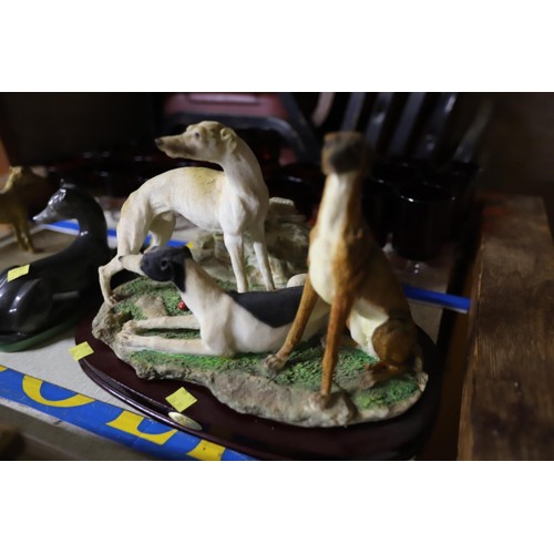 472 - 4 greyhound ornaments - Beswick, Juliana, Doris Dawson