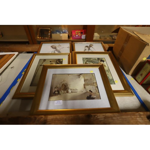 474 - 5x various framed prints inc 3 x Russell Flints