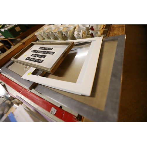 490 - 2 new mineral grey photo frames with mounts & wall plaque