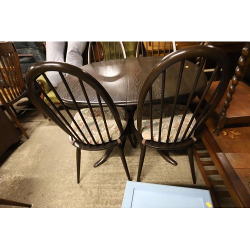 540 - Ercol table & 4 chairs, dark brown