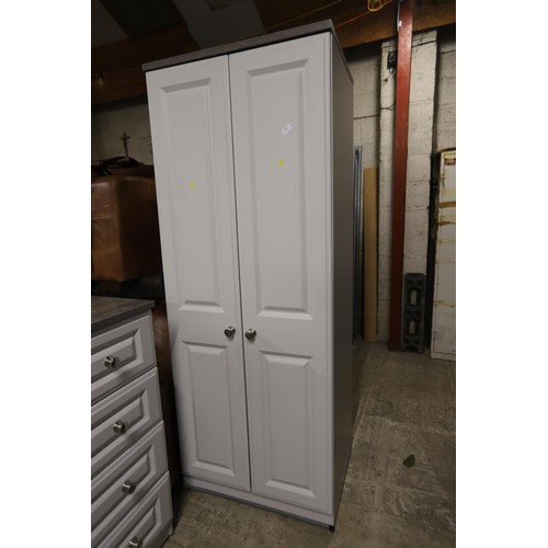 584 - White double wardrobe