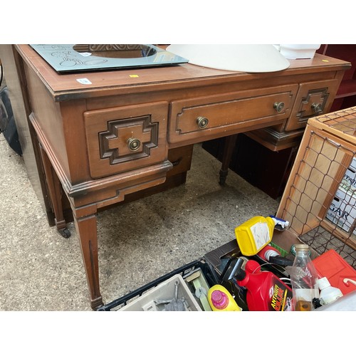 150 - 3 drawer French desk with formica top