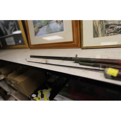 103 - Bundle of fishing rods & rod rest