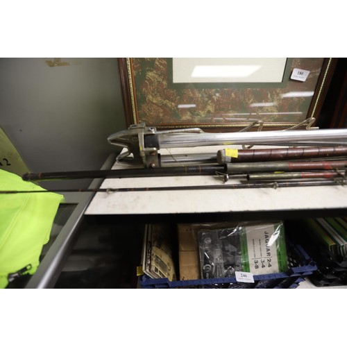 103 - Bundle of fishing rods & rod rest