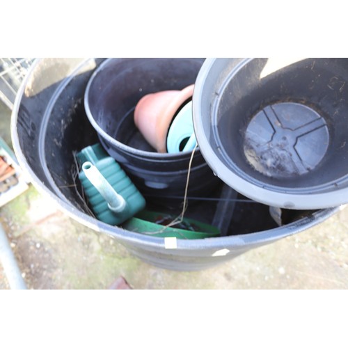 46 - Large black plastic mixing tub, pots, etc