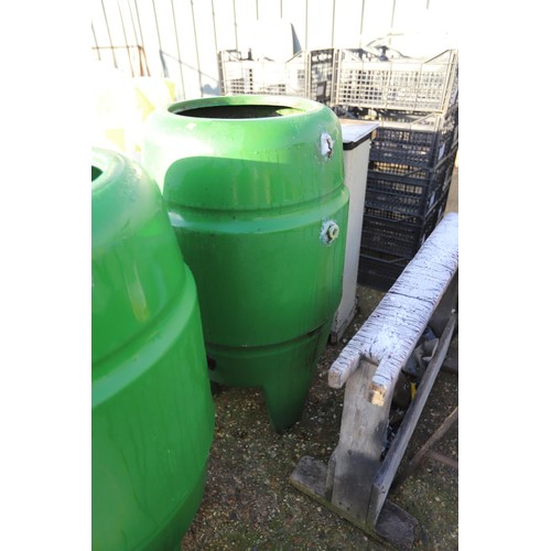 52 - 2 x green water butts with taps