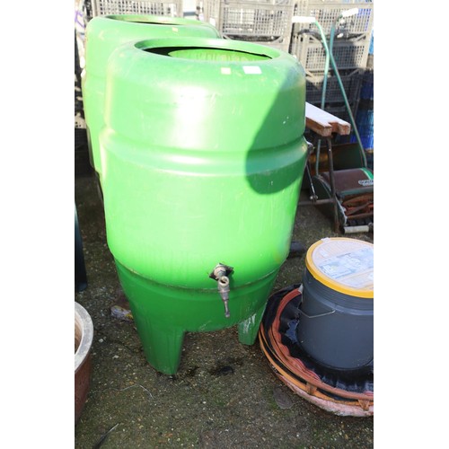 52 - 2 x green water butts with taps