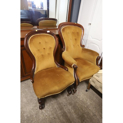 576 - Pair of victorian button back chairs