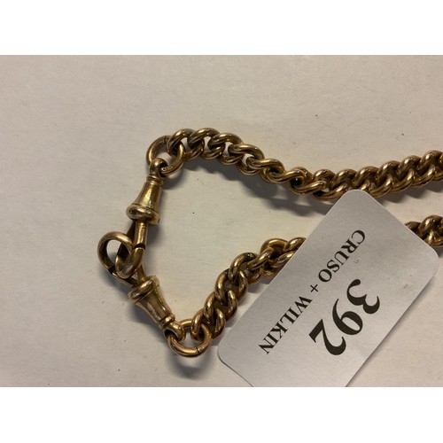 392 - Hallmarked 9ct gold watch chain - 46gms total