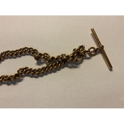 392 - Hallmarked 9ct gold watch chain - 46gms total